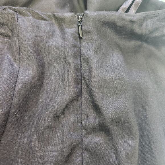 Lauren Ralph Lauren Black 100% Linen Midi Flared A Line Skirt 14W - Picture 9 of 11